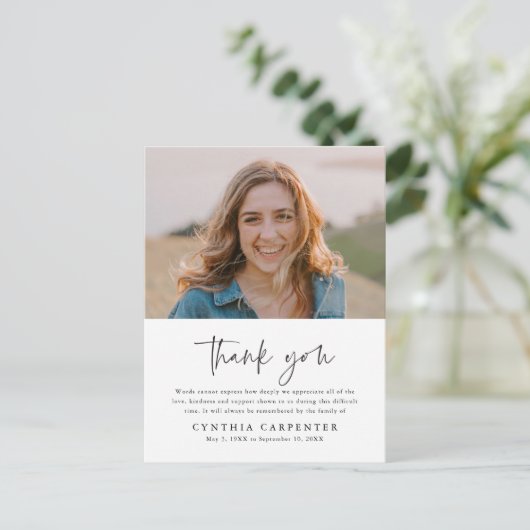 Eenvoudige begrafenis Memorial Foto Dank u kaart (Staand voorkant)