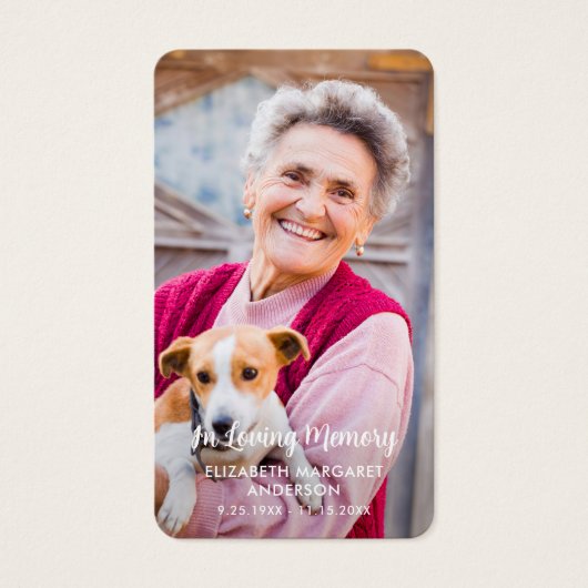 Eenvoudige begrafenis Modern Photo Memorial Prayer Visitekaartje (Voorkant)