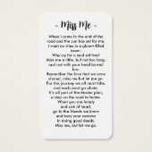 Eenvoudige begrafenis Modern Photo Memorial Prayer Visitekaartje (Achterkant)