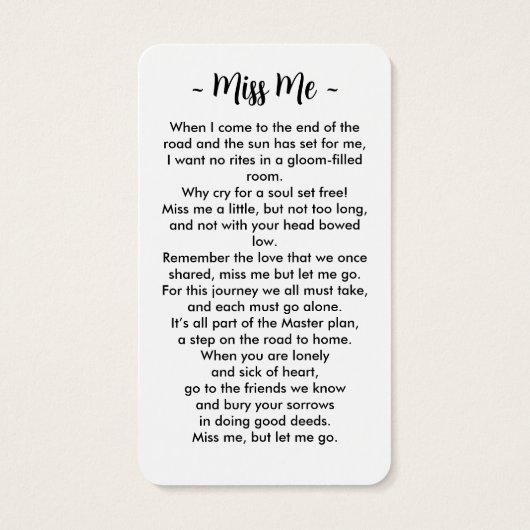 Eenvoudige begrafenis Modern Photo Memorial Prayer Visitekaartje (Achterkant)