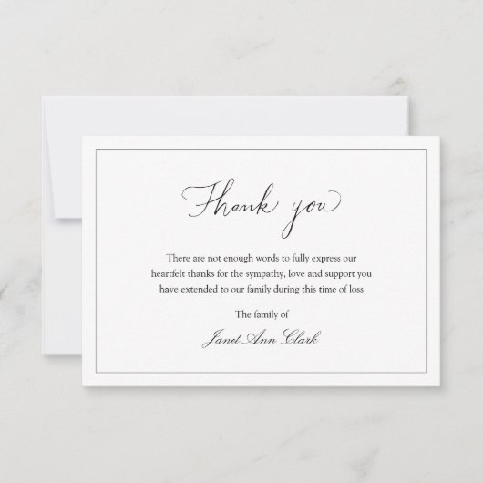 Eenvoudige Begrafenis & Sympathie Dank u Nota Kaar Bedankkaart (Voorkant)
