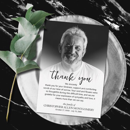 Eenvoudige begrafenisfoto bedankkaart