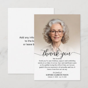 Eenvoudige begrafenisfoto bedankkaart