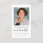 Eenvoudige begrafenisfoto gedenkteken 2 in 1 gebed visitekaartje (Achterkant)