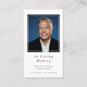 Eenvoudige begrafenisfoto gedenkteken 2 in 1 gebed visitekaartje (Voorkant)