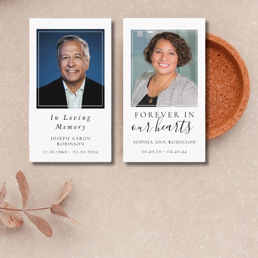 Eenvoudige begrafenisfoto gedenkteken 2 in 1 gebed visitekaartje