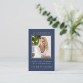 Eenvoudige begrafenisfoto Gold Script Blue Prayer  Visitekaartje (Staand voorkant)