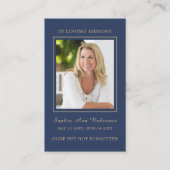 Eenvoudige begrafenisfoto Gold Script Blue Prayer  Visitekaartje (Voorkant)