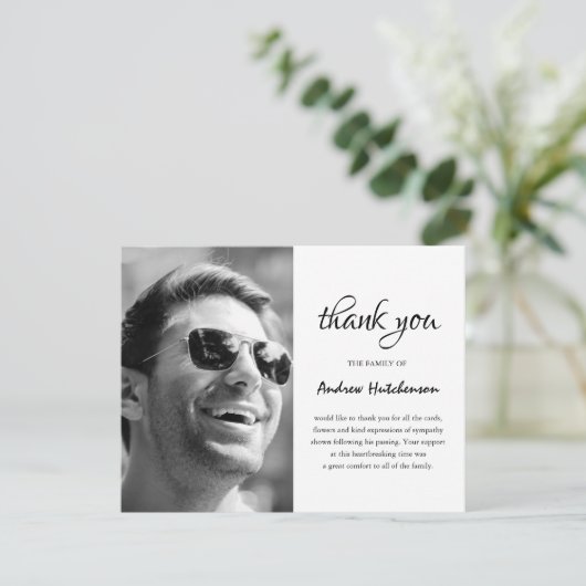 Eenvoudige begrafenisfoto Hartelijk dank | Sympath Bedankkaart (Staand voorkant)