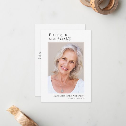 Eenvoudige begrafenisfoto Hartelijk dank | Sympath Notitiekaartje (Voorkant / Achterkant in situ)