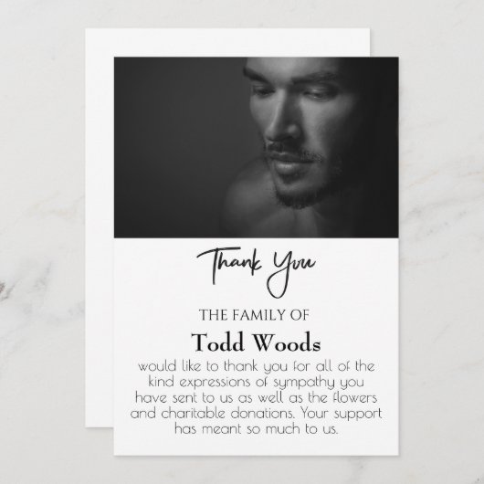 Eenvoudige begrafenisfoto Hartelijk dank, sympathi Kaart (Voorkant / Achterkant)