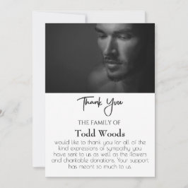 Eenvoudige begrafenisfoto Hartelijk dank, sympathi Kaart