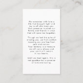 Eenvoudige Begrafenisfoto Herinnering Naam Gebed K Visitekaartje (Achterkant)