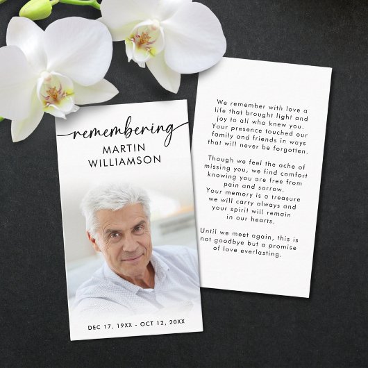 Eenvoudige Begrafenisfoto Herinnering Naam Gebed K Visitekaartje