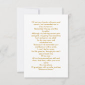 Eenvoudige begrafenisfoto Memorial Modern Prayer K Kaart (Achterkant)