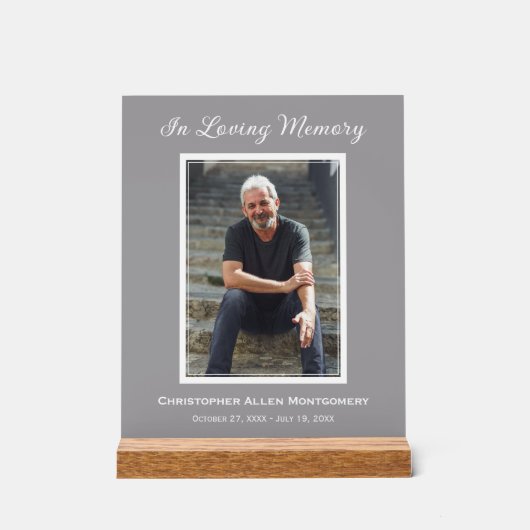 Eenvoudige begrafenisfoto Sympathy Memorial Acryl Bord (Voorkant)
