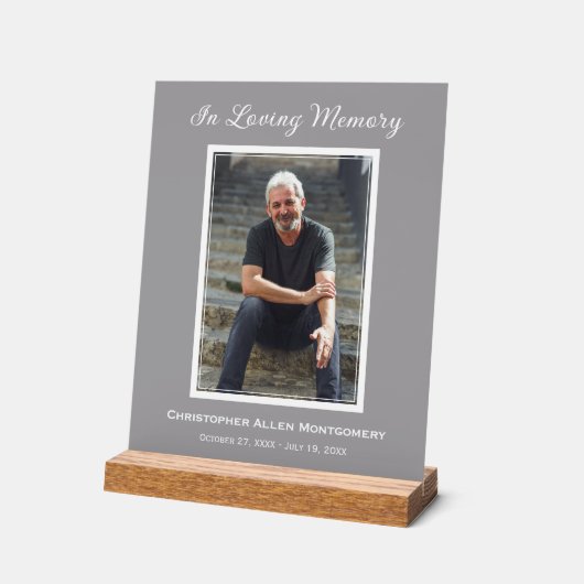 Eenvoudige begrafenisfoto Sympathy Memorial Acryl Bord (Hoek)