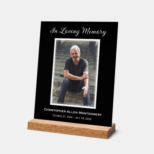 Eenvoudige begrafenisfoto Sympathy Memorial Acryl Bord (Hoek)