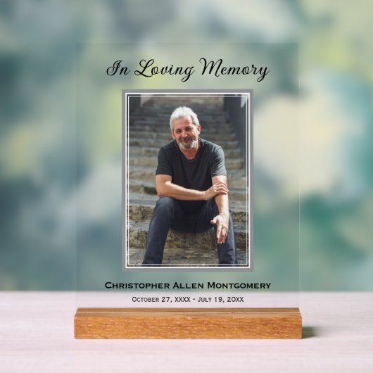 Eenvoudige begrafenisfoto Sympathy Memorial Acryl Bord (Neutraal)