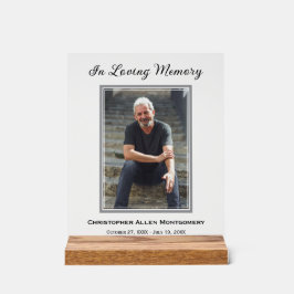 Eenvoudige begrafenisfoto Sympathy Memorial Acryl Bord