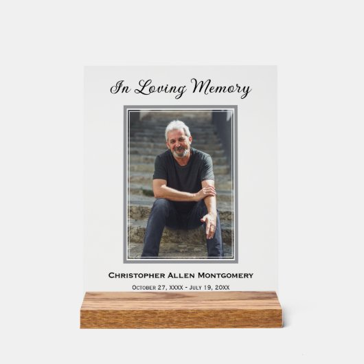 Eenvoudige begrafenisfoto Sympathy Memorial Acryl Bord (Voorkant)