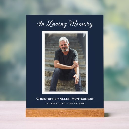 Eenvoudige begrafenisfoto Sympathy Memorial Acryl Bord (Neutraal)