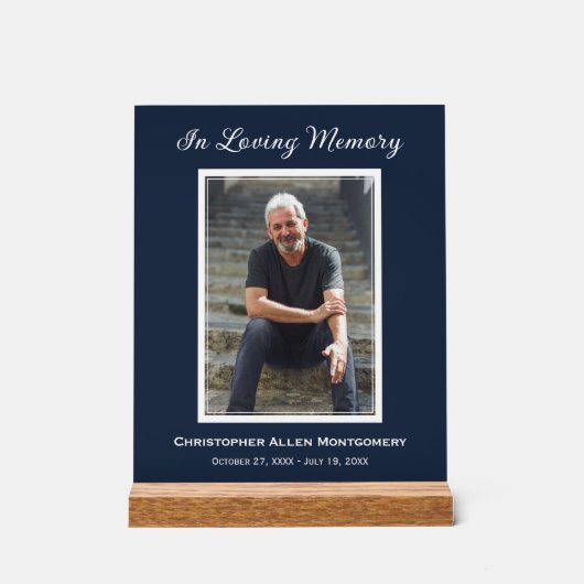 Eenvoudige begrafenisfoto Sympathy Memorial Acryl Bord (Voorkant)