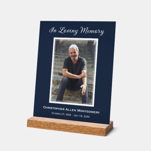 Eenvoudige begrafenisfoto Sympathy Memorial Acryl Bord (Hoek)