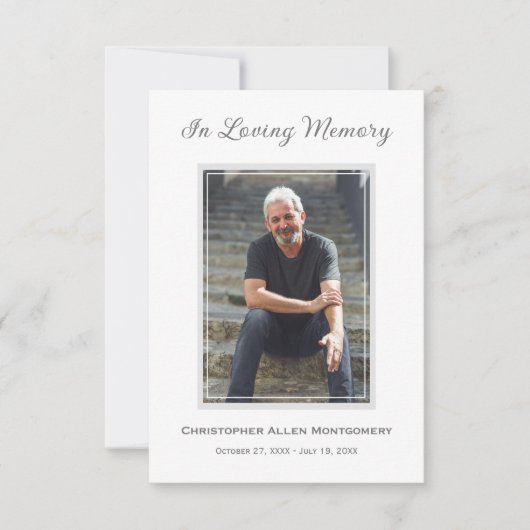 Eenvoudige begrafenisfoto Sympathy Memorial Notitiekaartje (Voorkant)