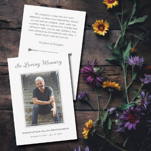 Eenvoudige begrafenisfoto Sympathy Memorial Notitiekaartje