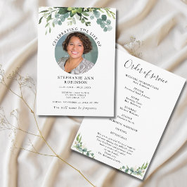 Eenvoudige begrafenisfoto van de orde van dienst programmakaart