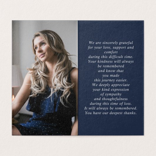 Eenvoudige begrafenisfotomap Blue Prayer Kaart (Binnenkant ongevouwen)