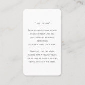 Eenvoudige begrafenisfotosympathie Memorial Prayer Visitekaartje (Achterkant)