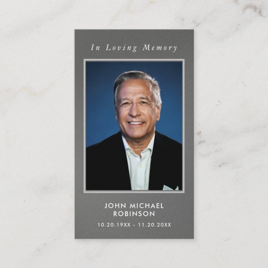 Eenvoudige begrafenisfotosympathie Memorial Prayer Visitekaartje (Voorkant)