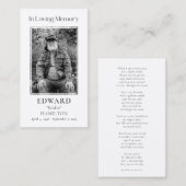 Eenvoudige begrafenisfotosympathie Memorial Prayer Visitekaartje (Voorkant / Achterkant)