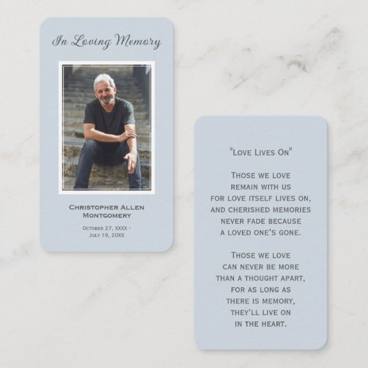 Eenvoudige begrafenisfotosympathie Memorial Prayer Visitekaartje (Voorkant / Achterkant)