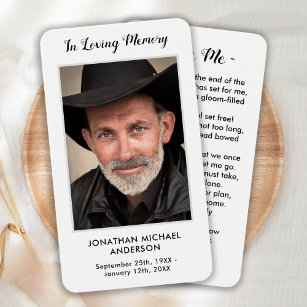 Eenvoudige begrafenisfotosympathie Memorial Prayer Visitekaartje