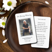 Eenvoudige begrafenisfotosympathie Memorial Prayer