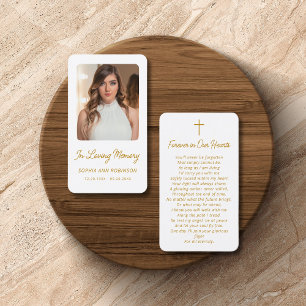 Eenvoudige begrafenisfotosympathie Memorial Prayer Visitekaartje