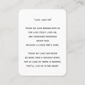 Eenvoudige begrafenisfotosympathie Memorial Prayer Visitekaartje (Achterkant)