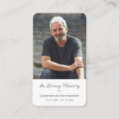 Eenvoudige begrafenisfotosympathie Memorial Prayer Visitekaartje (Voorkant)