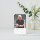 Eenvoudige begrafenisfotosympathie Memorial Prayer Visitekaartje (Staand voorkant)