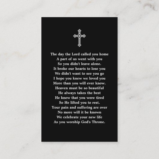 Eenvoudige begrafenisfotosympathie Memorial Prayer Visitekaartje (Achterkant)