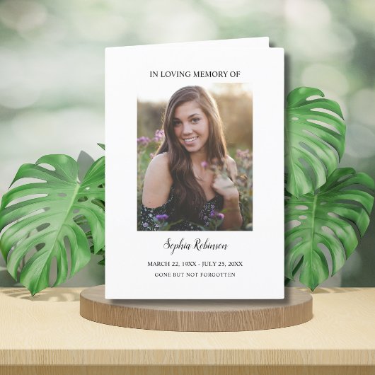 Eenvoudige begrafenisherdenking 2 Foto Keepsake Ka Bedankkaart