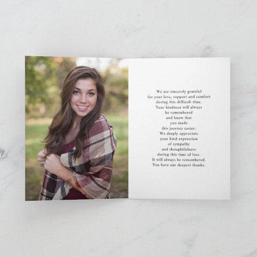 Eenvoudige begrafenisherdenking 2 Foto Keepsake Ka Bedankkaart (Binnen)