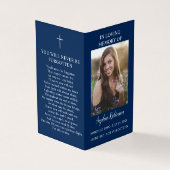 Eenvoudige begrafenisherdenking Foto Blue Prayer K Kaart (Buitenkant)