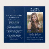 Eenvoudige begrafenisherdenking Foto Blue Prayer K Kaart (Buitenkant ongevouwen)