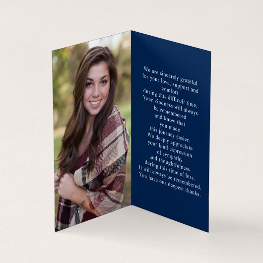 Eenvoudige begrafenisherdenking Foto Blue Prayer K Kaart (Binnen)