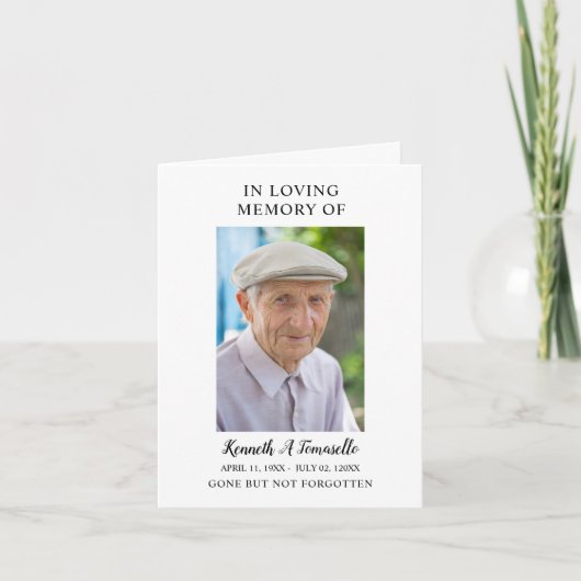 Eenvoudige begrafenisherdenkingsfoto gevouwen Kaar Kaart (Voorkant)