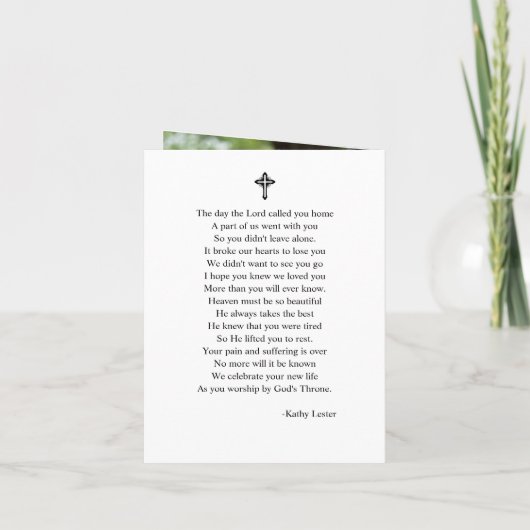 Eenvoudige begrafenisherdenkingsfoto gevouwen Kaar Kaart (Achterkant)